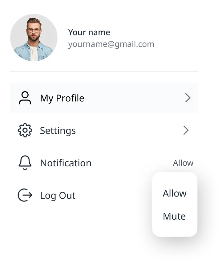 Profile photo, name, handle, and contact updates. Password change, connected providers, notification preferences, time zone, and account deletion. Workspace memberships at a glance.