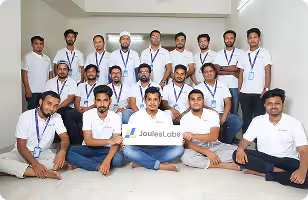 Group photo of Jouleslabs employees and founders, showcasing the talent behind their production-grade AI development service and software innovation.